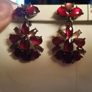 Vintage Lauren Conrad Clip On Earrings Red & Amber